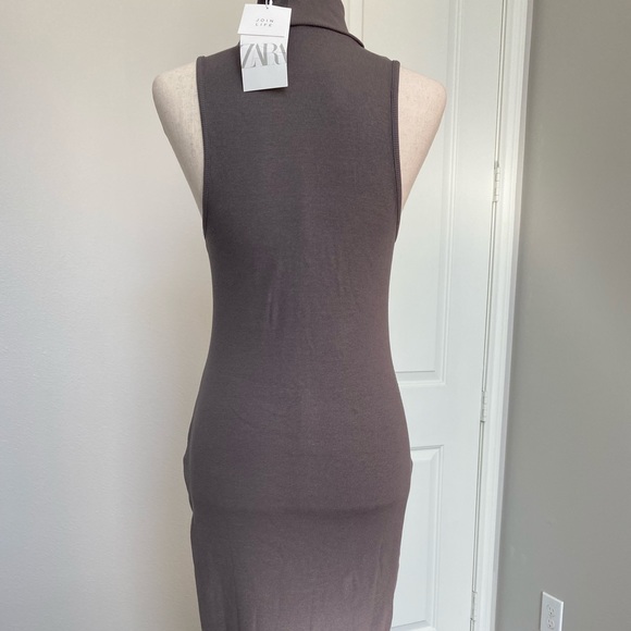 Zara Turtle Neck Ribbed Dress L - Picture 6 of 8
